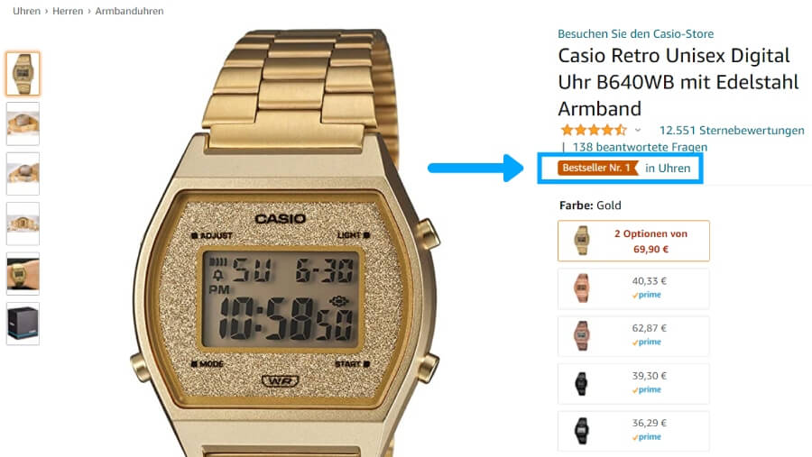 The Bestseller No. 1 badge is an additional sales-boosting factor.