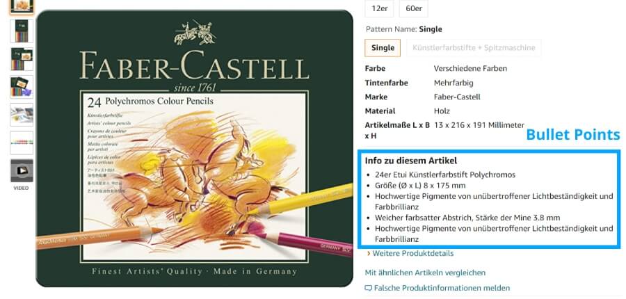 You can create multiple bullet points for your products.