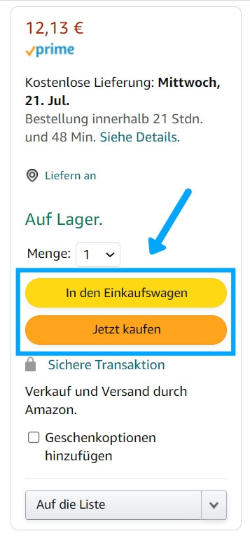 The Amazon Buy Box is the shopping cart field on the right-hand side of the product page.