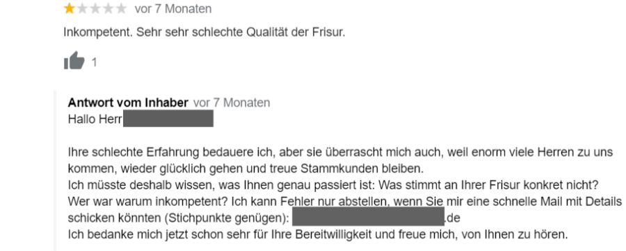 Even negative reviews should be answered professionally.