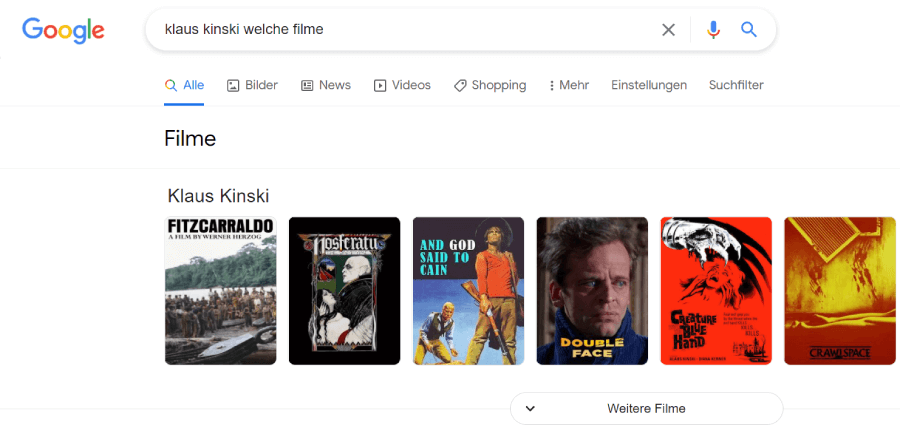 The Google carousel appears particularly frequently for movies and books