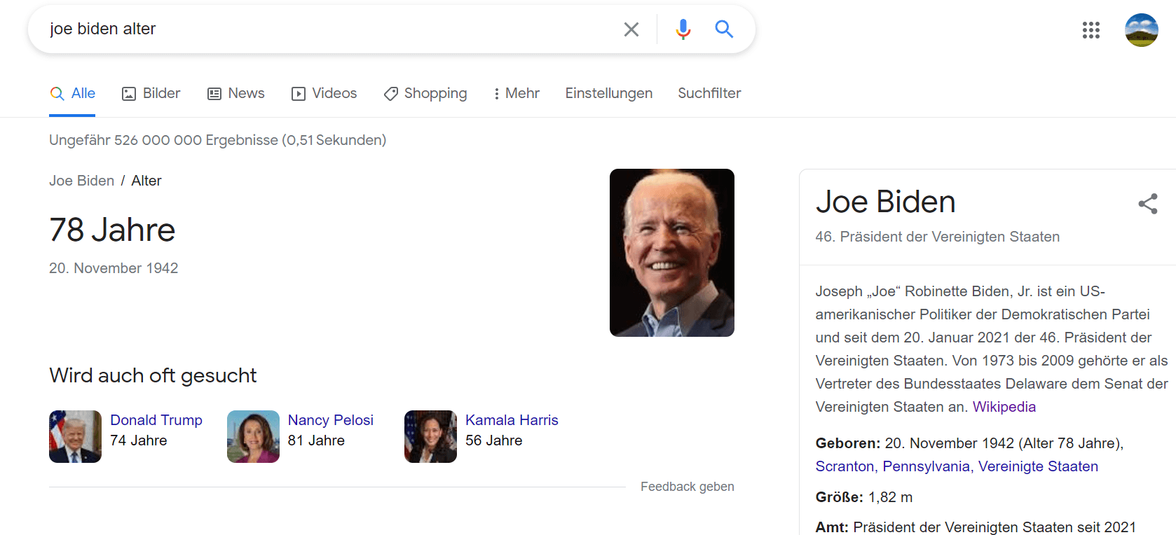 Google provides data from the Knowledge Graph for specific queries