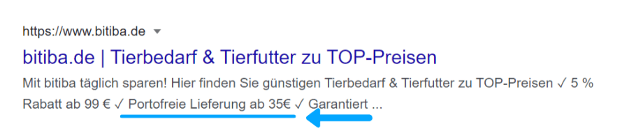Include information about delivery conditions in the Meta-Description.