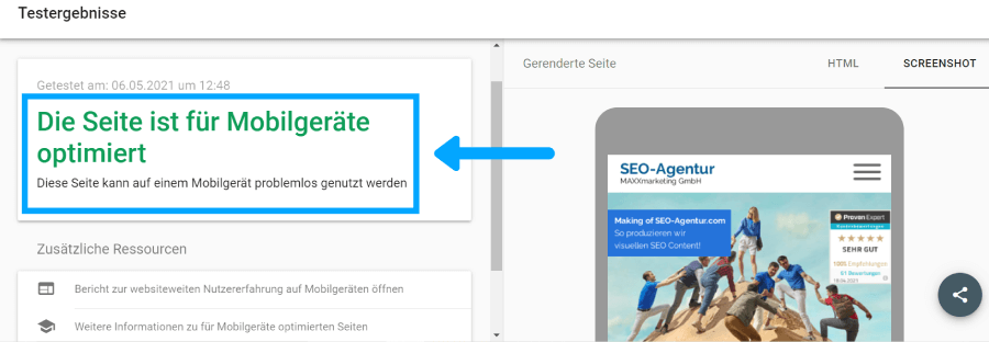 The Mobile Friendly Test Tool shows how well a page is optimized for mobile devices.