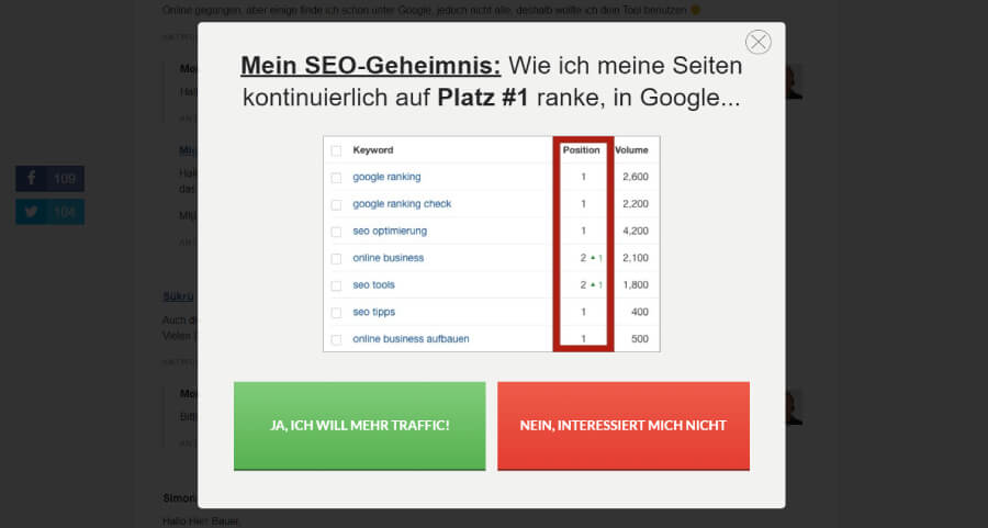Example Pop-up