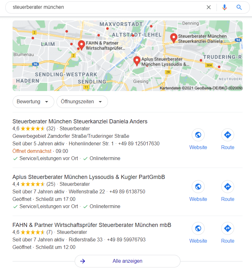 The Local Snack Pack includes the top 3 local search results.