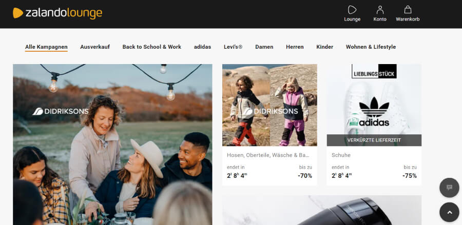 A good example of a microsite is the Zalando Lounge.