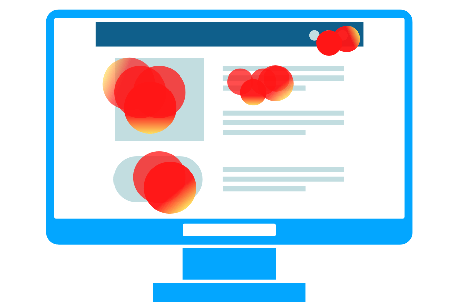 A heatmap shows which website elements receive the most attention.