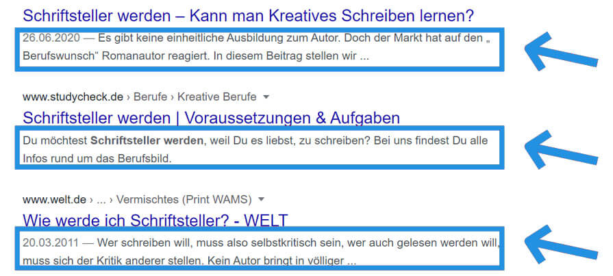 Examples of meta descriptions